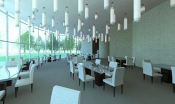 Rendering of interior dining area restaurant